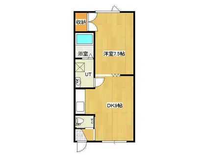 コーポラスサンシャイン(1DK/2階)の間取り写真