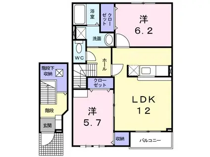 イーストCOURT(2LDK/2階)の間取り写真