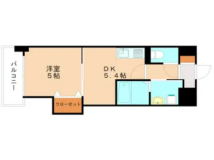 THE SQUARE PLATINUM RESIDENCE(1DK/14階)の間取り写真