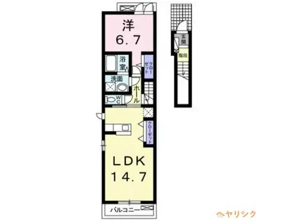 ハイデルベルク大野木(1LDK/2階)の間取り写真
