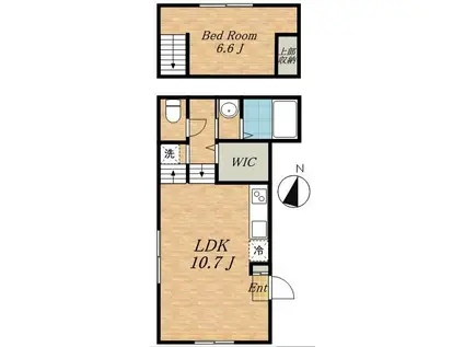 LIBERTY BELL(1LDK/2階)の間取り写真