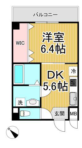 ELEGANTE宝塚(1DK/3階)の間取り写真