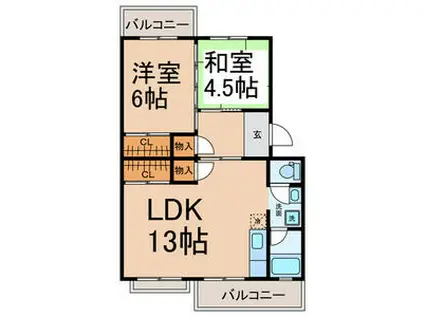 コーポ江原島(2LDK/2階)の間取り写真