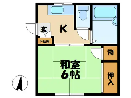 マルテルA(1K/2階)の間取り写真