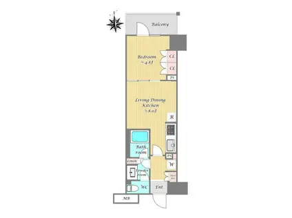 パークホームズ東陽町(1LDK/1階)の間取り写真