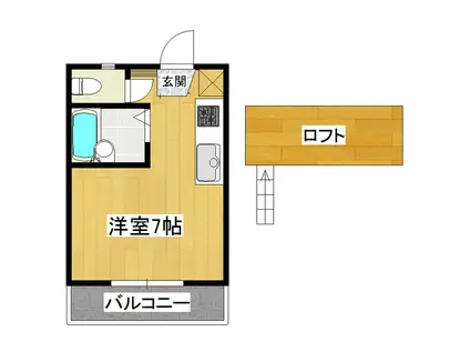 桂コーポ上高津(ワンルーム/2階)の間取り写真