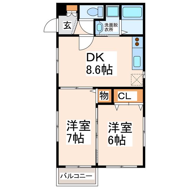 クアトロ(2DK/2階)の間取り写真