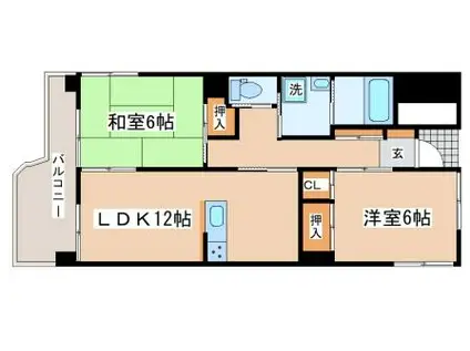 カーサベラヴィスタ福田(2LDK/5階)の間取り写真