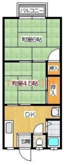 園田ハイムA棟(2DK/2階)の間取り写真