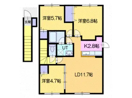ノースジェミニ B(3LDK/2階)の間取り写真