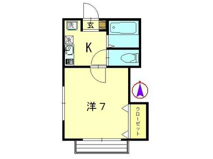 ベルクール(1K/2階)の間取り写真