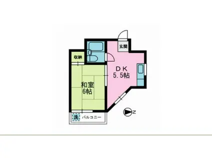 稲田ビル(1DK/3階)の間取り写真