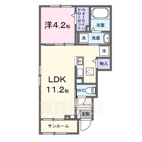 広島電鉄宇品線 鷹野橋駅 徒歩11分 2階建 築1年(1LDK/1階)の間取り写真