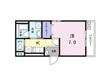 ラフェリオII(1K/2階)の間取り写真