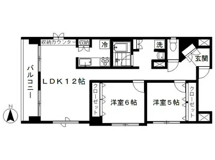 フォレストコート東陽(2LDK/5階)の間取り写真