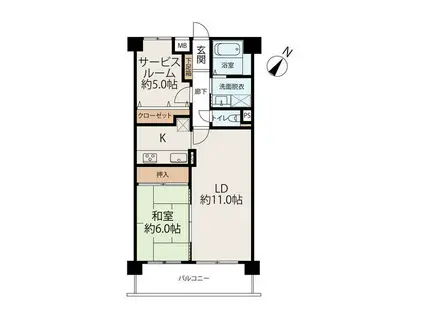 宝マンション豊明二村台(1SLDK/2階)の間取り写真