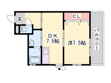 カサグランデモモ(1DK/4階)の間取り写真
