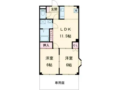 GREEN HILL SUGI(2LDK/1階)の間取り写真