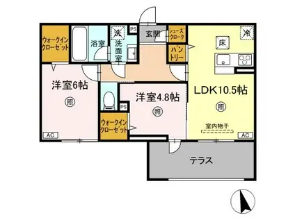 フローリア(2LDK/1階)の間取り写真