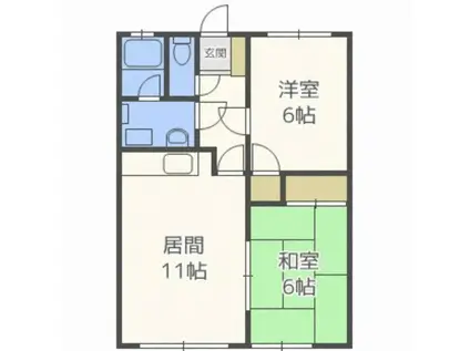 アカツキハイツB(2LDK/2階)の間取り写真