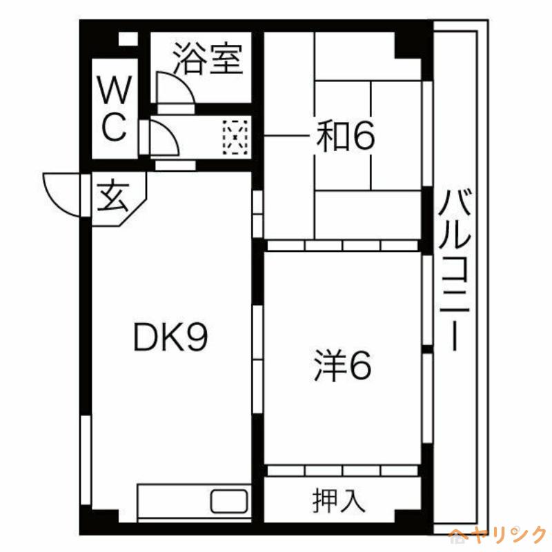 幸栄ハイツ城下(2DK/5階)の間取り写真