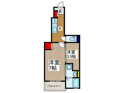 プランドール II(2K/1階)の間取り写真
