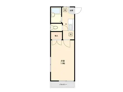 サンハイムT&K(1K/2階)の間取り写真