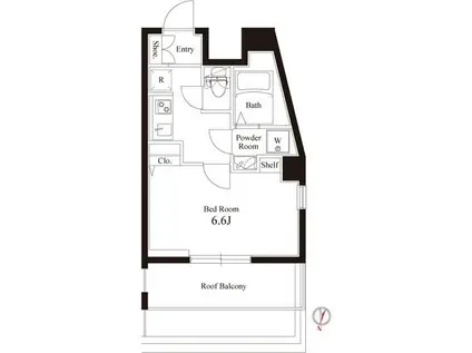 アペルト西新宿(1K/7階)の間取り写真