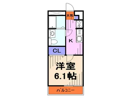 カシオペア(1K/2階)の間取り写真