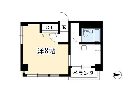 ヴィラ宇野(1K/4階)の間取り写真