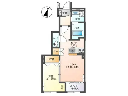 パレスコート トーケン(1LDK/1階)の間取り写真