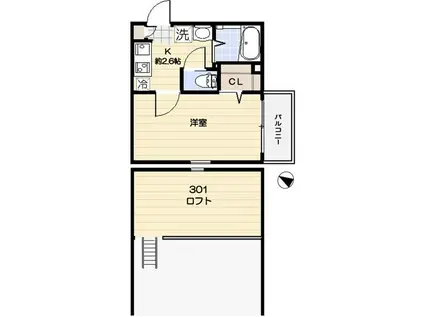 プリムス大宮(1K/3階)の間取り写真