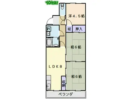 グランドハイツ(3LDK/2階)の間取り写真