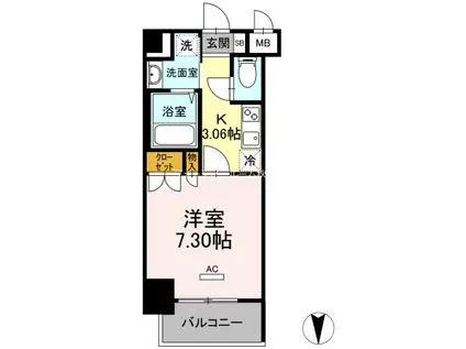 ホウエイコート秋葉原(1K/9階)の間取り写真