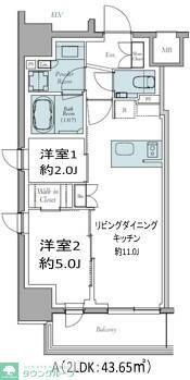 クレストコート東中野(2LDK/3階)の間取り写真