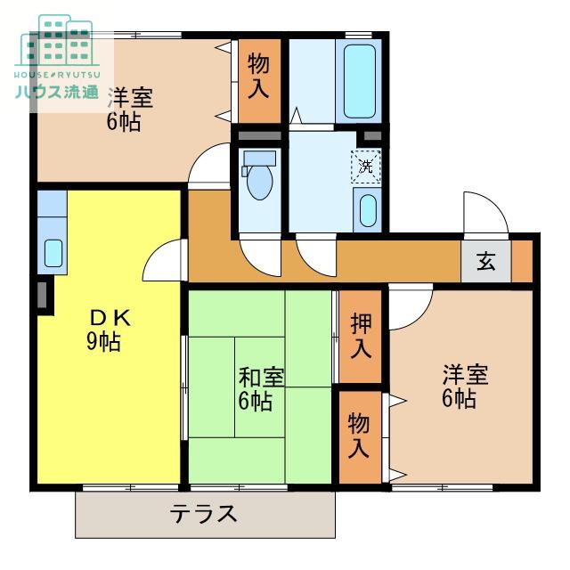 パルマローザ(3DK/1階)の間取り写真