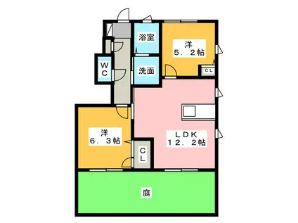 サンハイム北島 B(2LDK/1階)の間取り写真