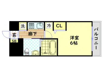 エステムコート難波IVアトリ(1K/9階)の間取り写真