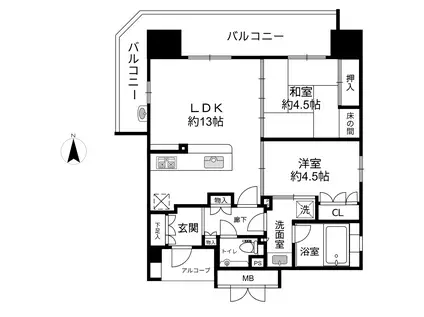 ブランズ塚口町一丁目(2LDK/13階)の間取り写真