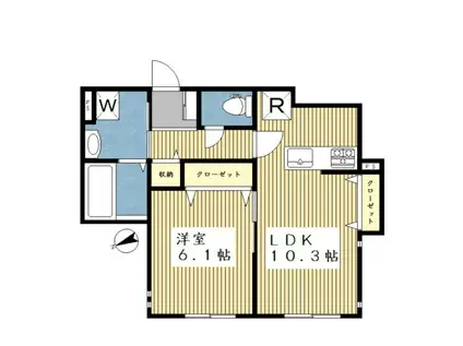 レイクヒルズ仲町台(1LDK/1階)の間取り写真