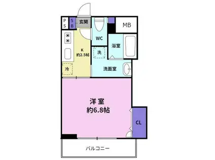 グランフォート常深(1K/4階)の間取り写真