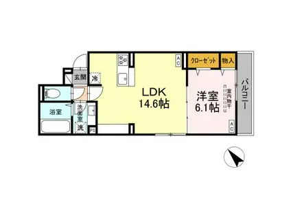 レーヴェ前原町(1LDK/2階)の間取り写真