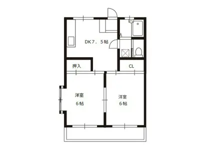 コーポハーベスト(2DK/3階)の間取り写真