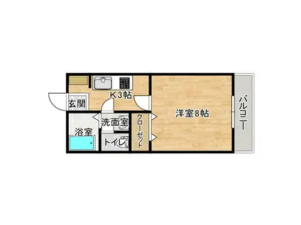 ライフ塩田(1K/2階)の間取り写真