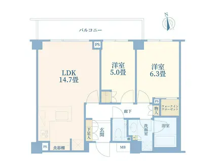 ザ・パークハウス山王蘇峰公園(2LDK/2階)の間取り写真
