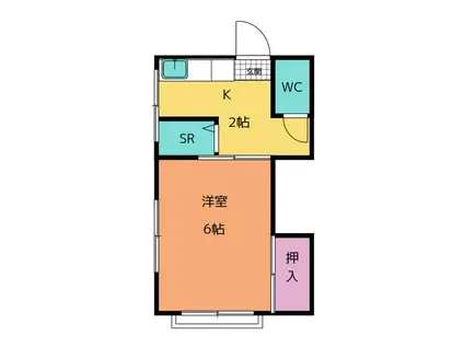 メゾンチェルシー(1K/2階)の間取り写真