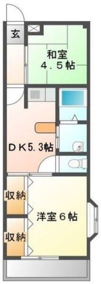 トラミッド友栄(2DK/2階)の間取り写真