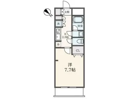 第7ユービコーポ(1K/3階)の間取り写真