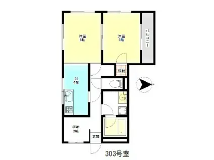 東武伊勢崎線 北越谷駅 徒歩6分 3階建 築37年(2SDK/3階)の間取り写真