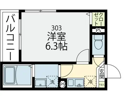 MELDIA稲毛(1K/1階)の間取り写真